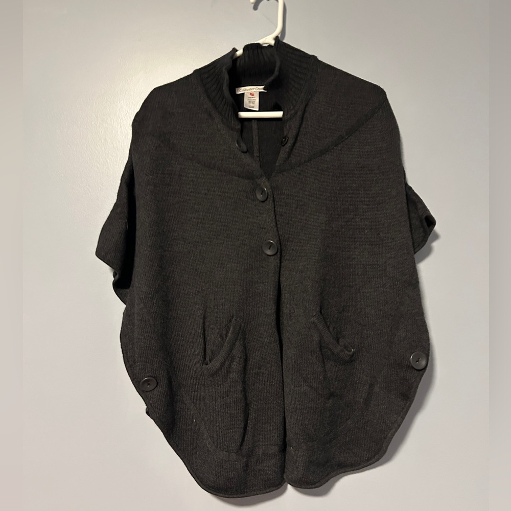 Coldwater Creek Charcoal Button-Up Poncho